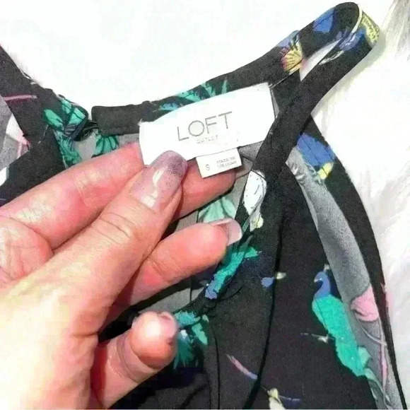 Loft Tropical Bird & Palm Tree Print Short Romper Small - Picture 4 of 7